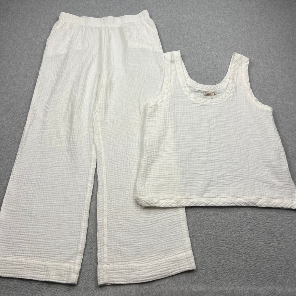 Faherty Dream Cotton Gauze Set Womens Large Organic Scoop Tank + Wide Leg Pants
